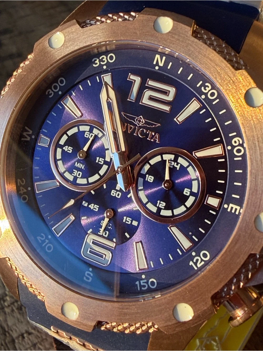NEW Invicta I-Force Gold Tone Chronograph Blue Dial Watch 50mm - 100M WR - NIB